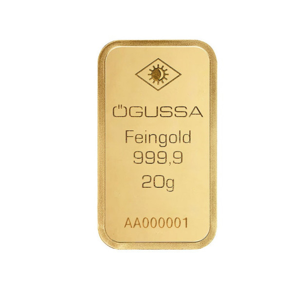 Investičná zlatá tehla 20 g razená Ögussa 1000BPV0020OG