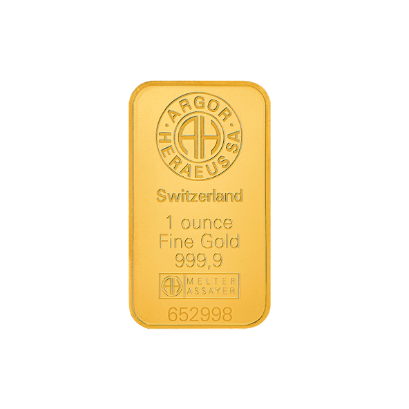 Investičná zlatá tehla 1oz razená Argor Heraeus 70007