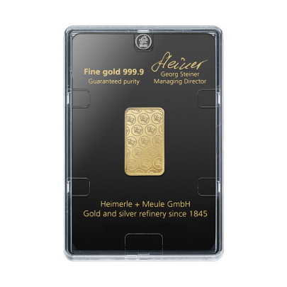 Investicna zlata tehla 10 g razena Heimerle+Meule 87892602 2