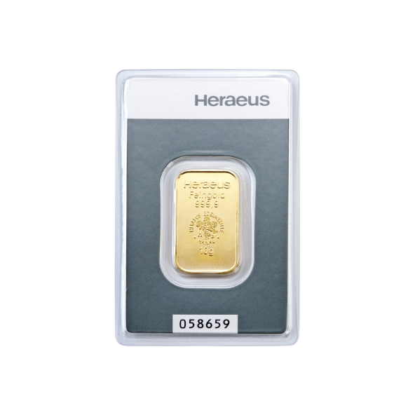 Investičná zlatá tehla 10 g razená Heraeus 87892010 (2)