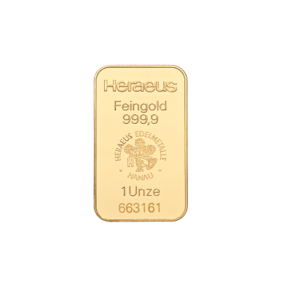 Investičná zlatá tehla 1oz razena Heraeus 87892031