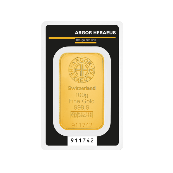 Investičná zlatá tehla 100 g razená Kinebar Argor Heraeus 70009KB (3)