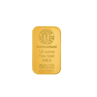 Investičná zlatá tehla 1-2 oz razená Argor Heraeus 70013 (2) 2