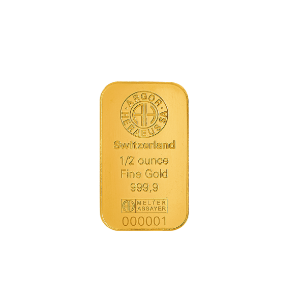 Investičná zlatá tehla 1-2 oz razená Argor Heraeus 70013