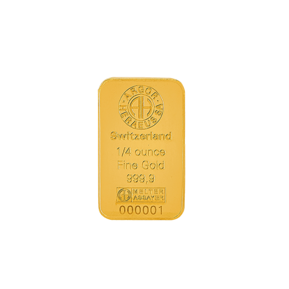Investičná zlatá tehla 1-4 oz razená Argor Heraeus 70014