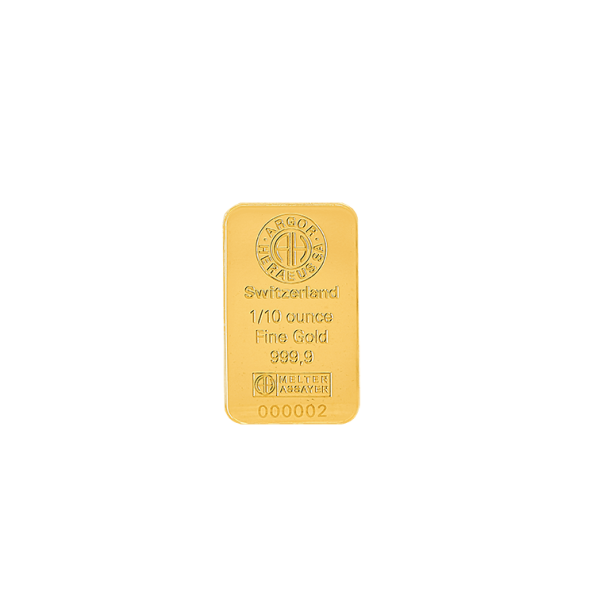 Investičná zlatá tehla 1-10 oz razená Argor Heraeus 70015