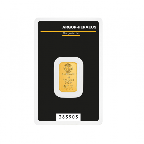 Investičná zlatá tehla 5 g razená Argor Heraeus 70004 (2)