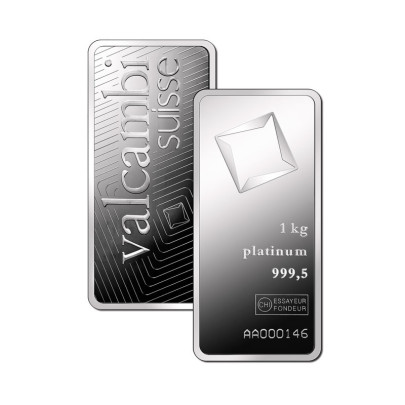 Investičná platinová tehla 1000 g razená Valcambi 80155