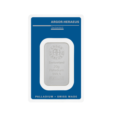 Investičná palladium tehla 20 g razená Argor Heraeus 80204 2