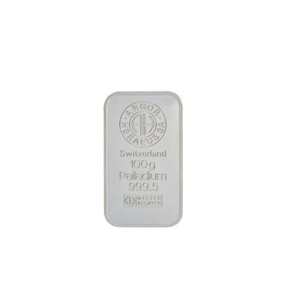 Investičná palladium tehla 100 g razená Argor Heraeus 80207