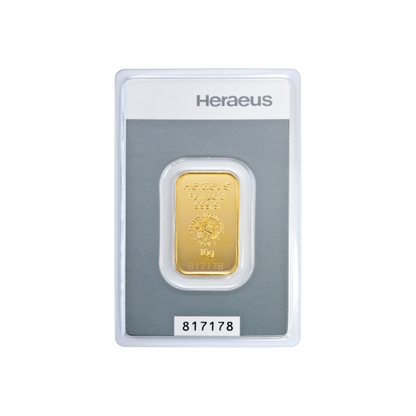 Investičná zlatá tehla 10 g razená Kinebar Heraeus 87892710 (2)