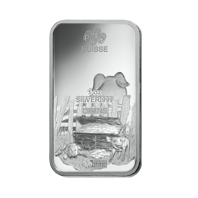 Investičná strieborná tehla 1 oz razená Pamp Lunar Prasa ZAGFS00117