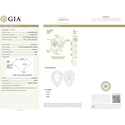 Prírodný farebný diamant s GIA certifikatom slza fancy deep hlboko nahnedlo žltý 0.65 ct SI1 1841660160_Y8 2