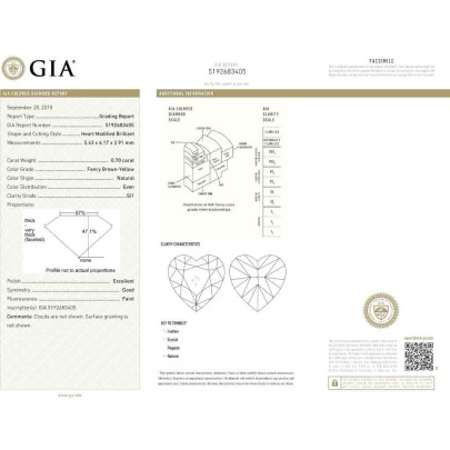 Prírodný farebný diamant s GIA certifikatom srdce fancy hnedožltý 0.70 ct SI1 1826470210_Y5 2