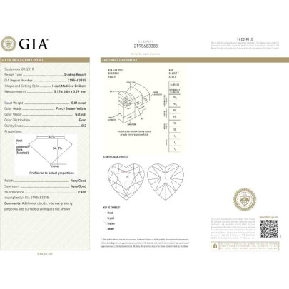 Prírodný farebný diamant s GIA certifikatom srdce fancy hnedožltý 0.81 ct SI2 6828200216_Y5 2