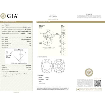 Prírodný farebný diamant s GIA certifikatom cushion fancy fialovo ružový 0.50 ct SI1 2826740792_R5 2