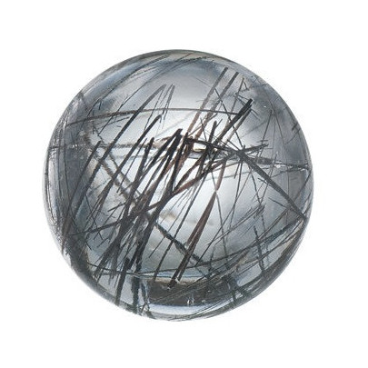 Quartz turmalinovaný čierne ihly okrúhly 7 mm 1,5ct Kabošon KRRKAATU-7