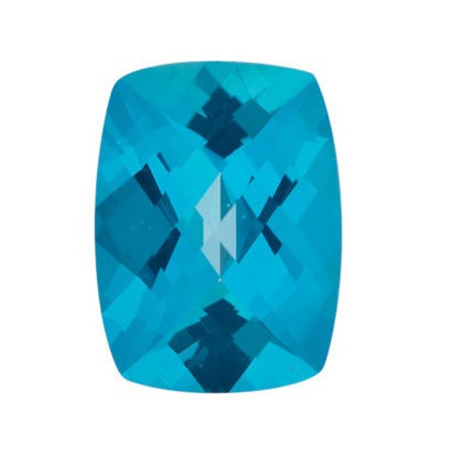 Topás Paraiba passion antický cushion 6 x 4 mm Checkerboard cut TPUCFPB-6