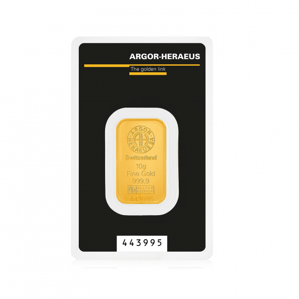 Investičná zlatá tehla 10 g razená Argor Heraeus 70005 (2)