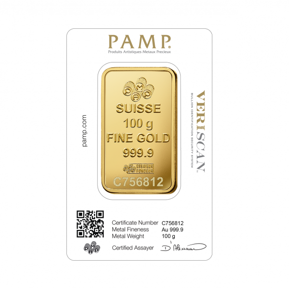 Investičná zlatá tehla 100 g razená Pamp Fortuna 86150100 (4)
