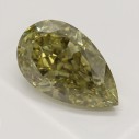 Farebný diamant hruška, fancy dark hnedo zelenkasto žltý, 2,2ct, GIA