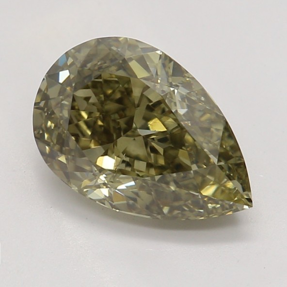 Farebný diamant hruška, fancy dark hnedo zelenkasto žltý, GIA 9873390289 Y9