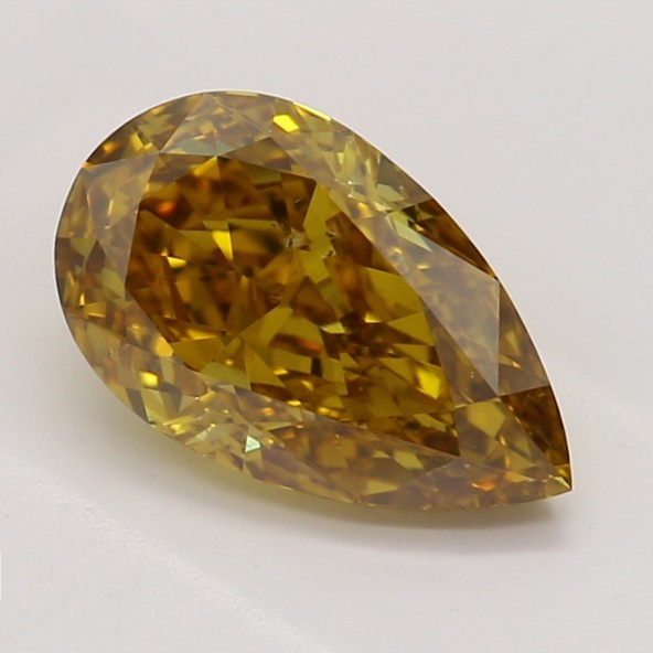 Farebný diamant hruška, fancy deep hnedasto-zelenkasto žltý, GIA 2871160122 Y8