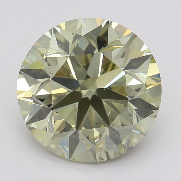 Farebný diamant okrúhly briliant, fancy sivo-zelenkasto žltý, GIA 8860920048 Y5