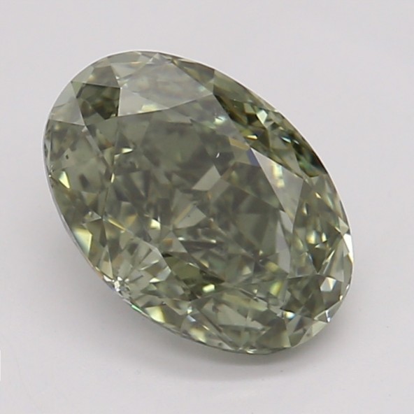 Farebný diamant ovál, fancy dark sivo-žltkasto zelená, GIA 4870110124 G9