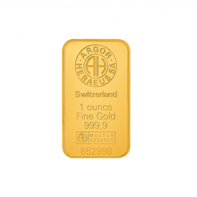 Investičná zlatá tehla 1oz razená Argor Heraeus 70007