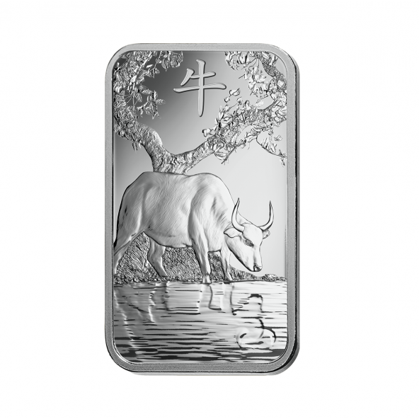 Investičná strieborná tehla 1 oz razená Pamp Lunar Byvol ZAGFS00123 (2)