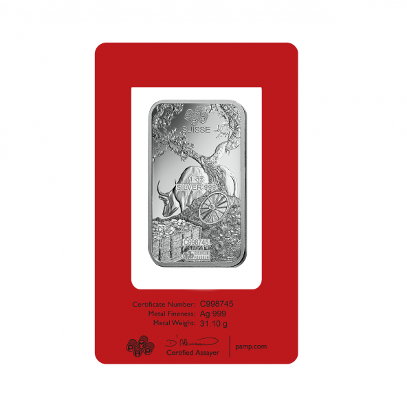 Investičná strieborná tehla 1 oz razená Pamp Lunar Byvol ZAGFS00123 (4)
