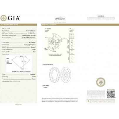 Prírodný farebný diamant s GIA certifikatom oval fancy light žltý 0.81 ct VS2 2826710142_Y4 2