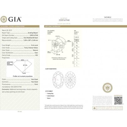 Prírodný farebný diamant s GIA certifikatom oval fancy intense žltý 0.44 ct VS2 6116960066_Y6 2