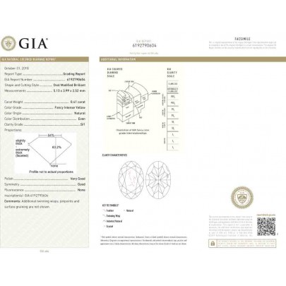 Prírodný farebný diamant s GIA certifikatom oval fancy intense žltý 0.41 ct SI1 7828750887_Y6 2