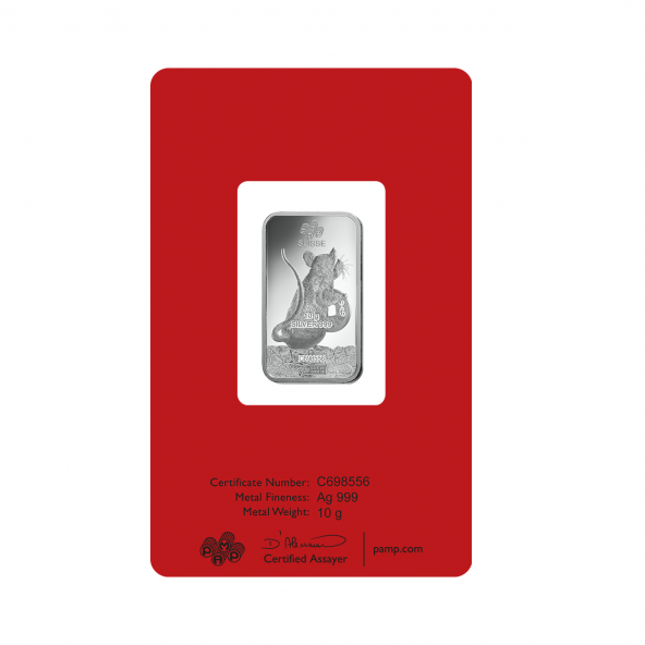 Investičná strieborná tehla 10 g razená Pamp Lunar Potkan ZAGFS00121 (4)