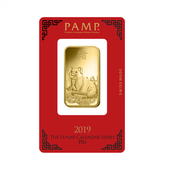 Investičná zlatá tehla 1 oz razená Pamp Lunar Prasa ZAUFS00546 (3)