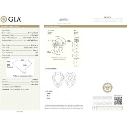 Prírodný farebný diamant s GIA certifikatom slza fancy intense žltý 0.50 ct VS2 6827470166_Y6 2