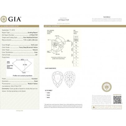 Prírodný farebný diamant s GIA certifikatom slza fancy deep hlboko nahnedlo žltý 0.65 ct SI1 1841660160_Y8 2