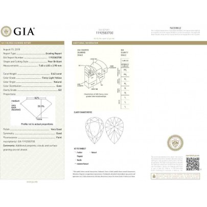 Prírodný farebný diamant s GIA certifikatom slza fancy light žltý 0.62 ct SI2 1827820131_Y4 2