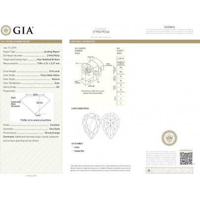 Prírodný farebný diamant s GIA certifikatom slza fancy deep tmavo žltý 0.54 ct SI2 3827300363_Y8 2