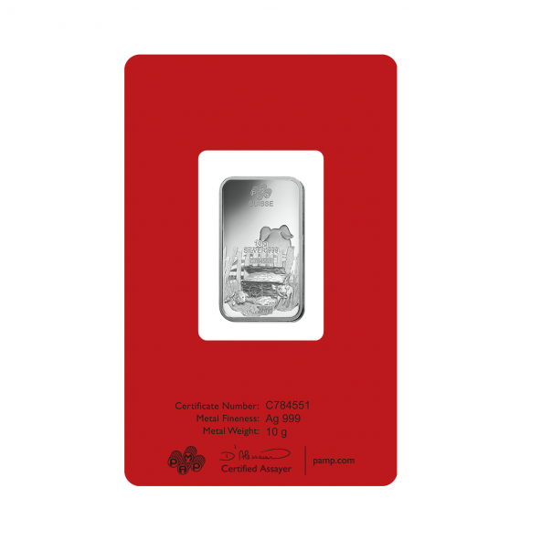 Investičná strieborná tehla 10 g razená Pamp Lunar Prasa ZAGFS00115 (4)