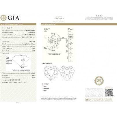 Prírodný farebný diamant s GIA certifikatom srdce fancy intense žltý 1.02 ct VS2 8851870038_Y6 2