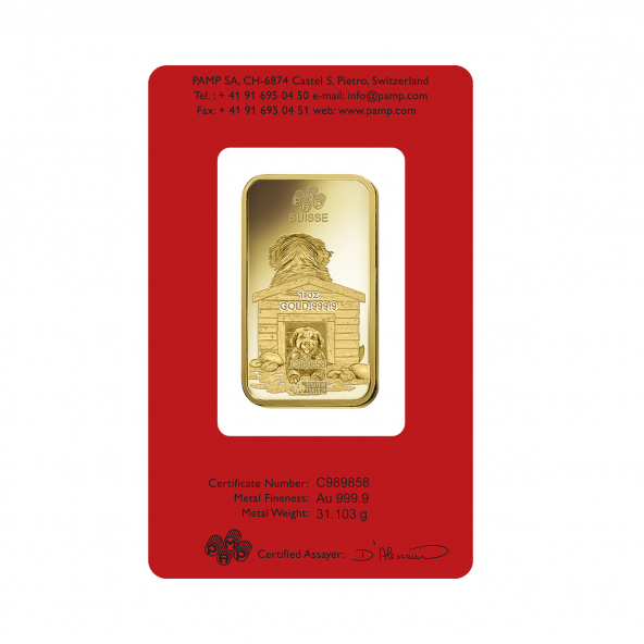 Investičná zlatá tehla 1 oz razená Pamp Lunar Pes ZAUFS00532 (4)