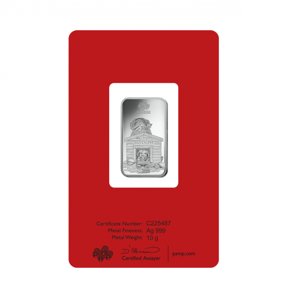 Investičná strieborná tehla 10 g razená Pamp Lunar Pes ZAGFS00109 (4)