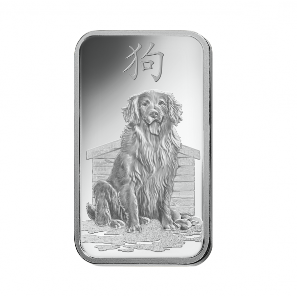 Investičná strieborná tehla 1 oz razená Pamp Lunar Pes ZAGFS00108 (2)