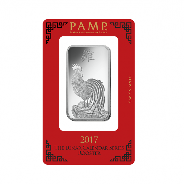 Investičná strieborná tehla 1 oz razená Pamp Lunar Kohút AG00RI022SH88 (1)