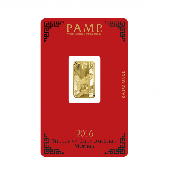 Investičná zlatá tehla 5 g razená Pamp Lunar Opica AU00RI004SG64 (3)