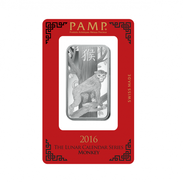 Investičná strieborná tehla 1 oz razená Pamp Lunar Opica AG00RI022SG64 (1)