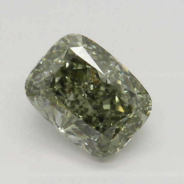 Prírodný farebný diamant s GIA certifikatom cushion fancy dark tmavo zeleno sivý 1.01 ct SI1 9851280129_S9